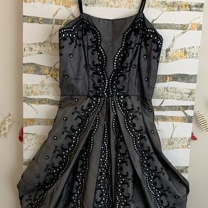 50’s Vintage Full Circle Skirt Spaghetti Strap Dress with Eyelet lace Size S / M